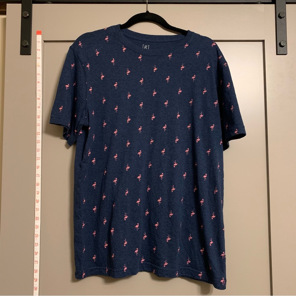 GEORGE Navy Blue & Pink Flamingo Crew Neck Tee Short Sleeve Size M (38-40)